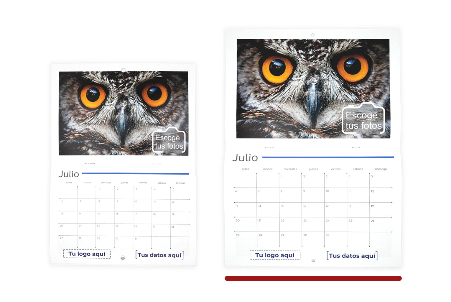 Calendarios de pared engrapados 2026 personalizados. 32 x 46 cm.