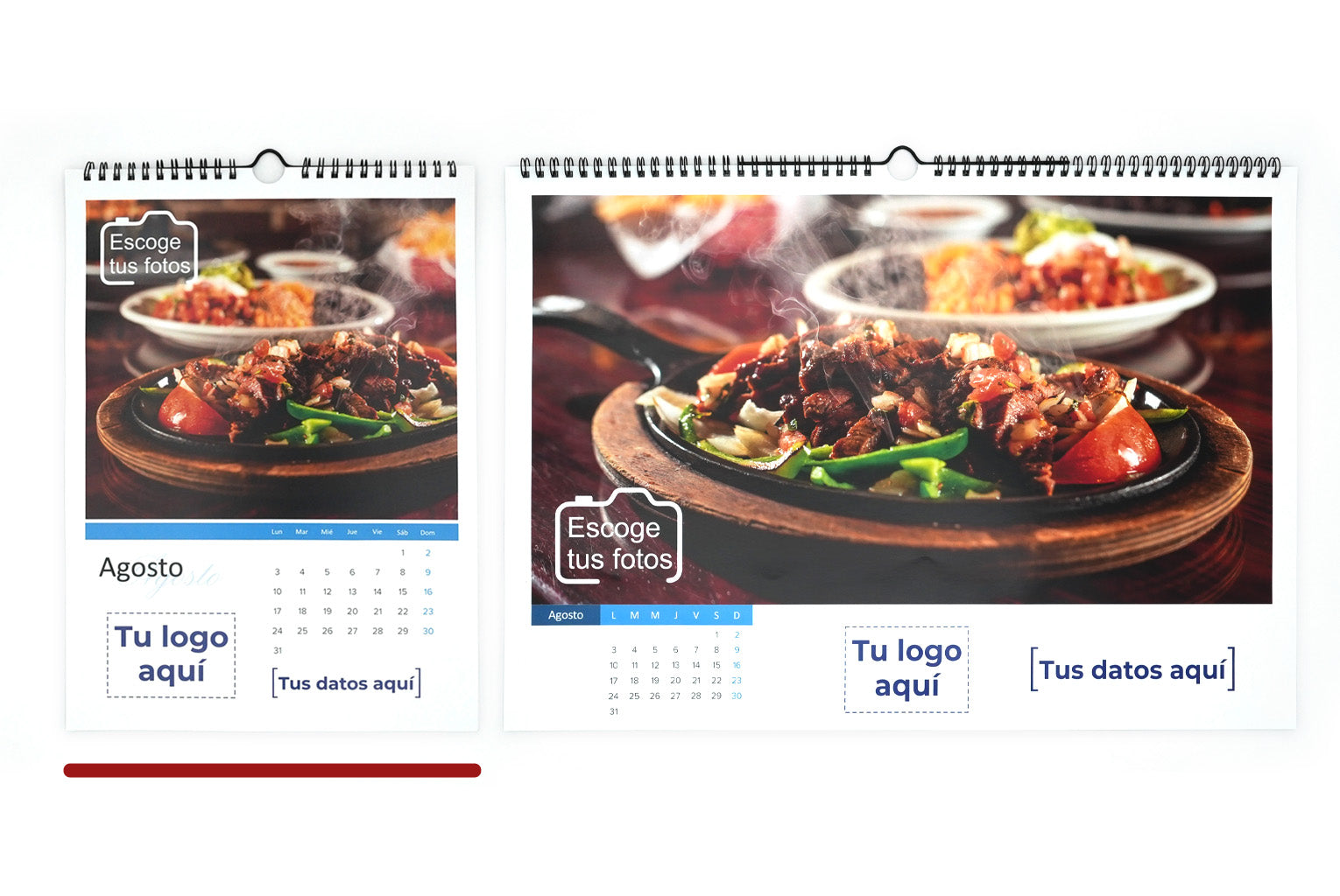 Calendarios de gancho 2026 personalizados. 23,75 x 33 cm.