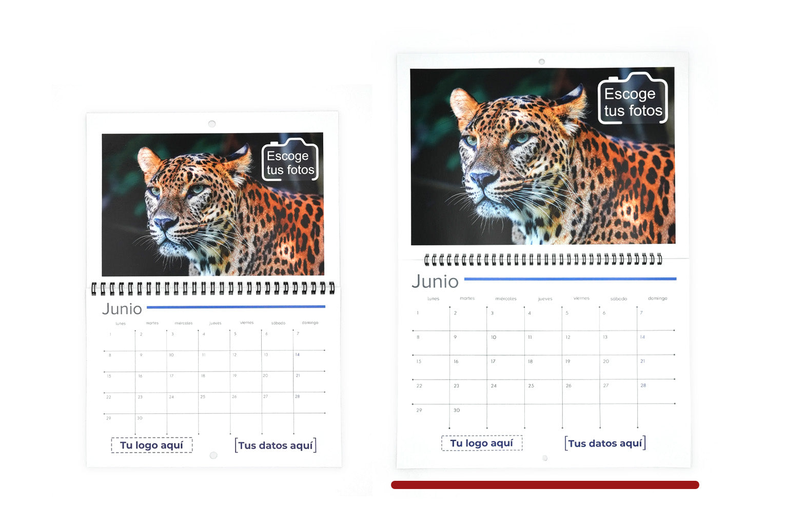 Calendarios wire-o 2026 personalizados. 33 x 47,5 cm.