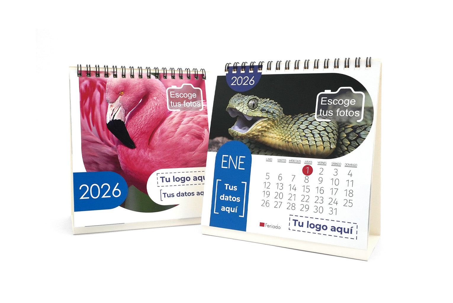 Calendarios de escritorio 2026 personalizados. Diseño 1.