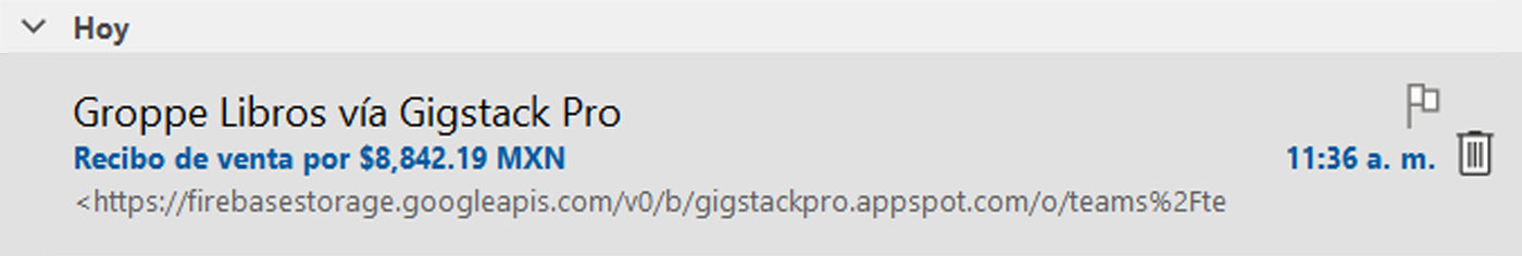 Correo en bandeja de entrada para facturar en Groppe.